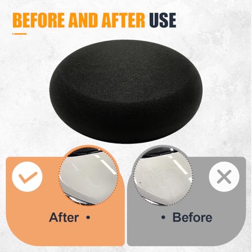 10PCS Car Foam Applicator Pads, 3.78" Round Auto Hand Polishing Pads, Compound Vehicle Detailing Sponges for Waxing, Paint, Ceramic, Glass (Black) - color: Black