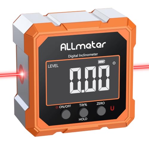 Digital Laser Inclinometer,Magnetic Digital Level with Side Lasers - color: Orange Panel+red Laser