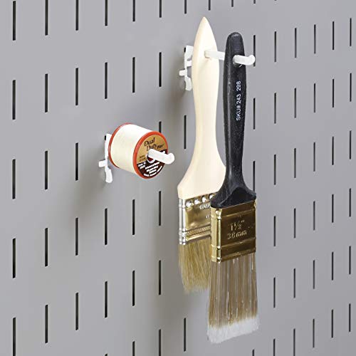 Wall Control Paint Brush Hook and Thread Spool Holder Storage Organizer Pegs Metal Pegboard - (4) Pack of Narrow 3.5-Inch Reach Slotted Peg Hooks for Paint Brushes and Spools (Red) - color: Red