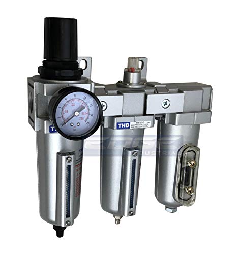 3 STAGE, HEAVY DUTY INDUSTRIAL GRADE FILTER REGULATOR COALESCING DESICCANT DRYER SYSTEM FOR COMPRESSED AIR LINES, METAL BOWLS, GREAT FOR PAINT SPRAY AND PLASMA CUTTER (3/4" NPT, AUTO DRAIN) - style: 3/4" NPT, AUTO DRAIN