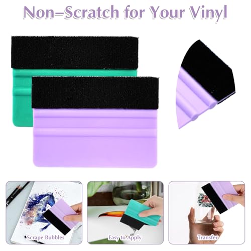 Mabor Vinyl Squeegee Tool, 2Pcs Plastic Felt Squeegee for Vinyl