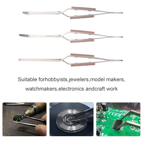 3pcs Soldering Tweezers Set Jewelry welding tweezers Cross Lock Tweezers for Jewelry Making 45° & Straight + 90° Angled Solder Tweezers