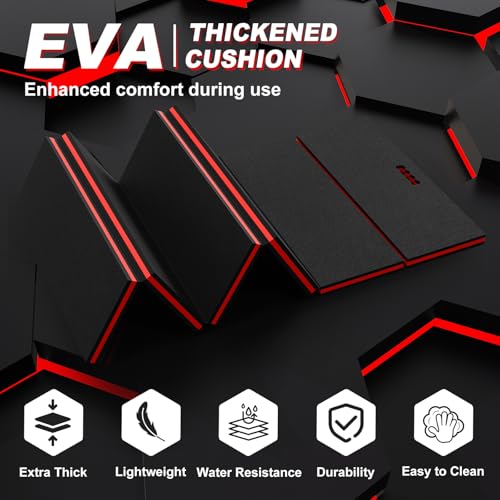 22.8" Wide Mechanic Mat Foldable EVA Kneeling Pad with Magnetic Tool Slots - color: Black & Red, size: 22.8"W