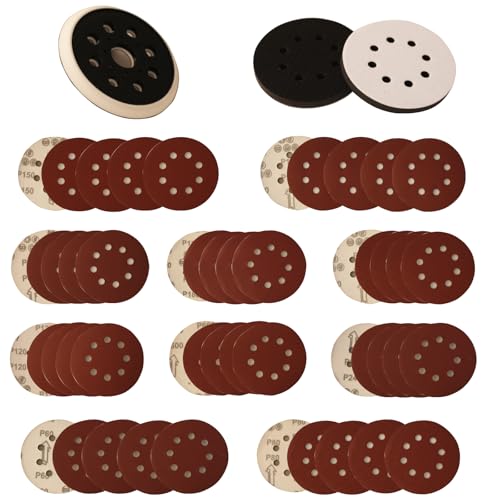 5 Inch Random Orbital Sander Replacement Pad, Replacement Compatible with Bosch ROS20 ROS20VS ROS20VSC ROS20VSK GEX12V GEX18V ROS10 with 8 Hole Hook Loop Foam & Sanding Backing Pads Sanding Discs - style: Style 2
