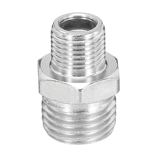 PATIKIL 1/8 to 1/4 Air Brush Hose Adapter, 1PCS 1/8" BSP Male to 1/4" BSP Male Fitting Conversion Adapter Nipple Metal Connector for Air Compressors - size: 1/8" BSP Male to 1/4" BSP Male