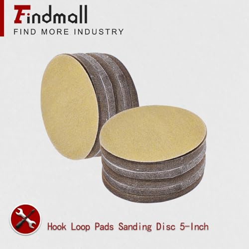 findmall 5-Inch NO-Hole 100Pcs Hook Loop Pads Sanding Disc 180 Grit - size: 180grit