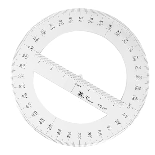 SEIWEI 360 Degree Protractor, 9.8 Inch Math Circle Ruler, Clear Plastic Angle Measurement Tool with Accurate Scale, Large Round Protractor for Geometry, Engineering, Drafting, School & Office - size: 9.8 Inch / 25 cm