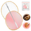 MelodySusie 2Pcs Round Resin Nail Art Palette with Spatula, Pink & White - size: 2PCS Round Shape