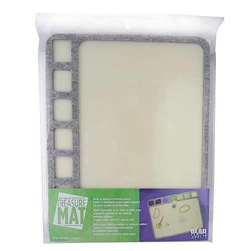 The Beadsmith Seed Bead Treasure Mat – 14” x 11” (35.6 x 27.9cm) – Soft Surface, 7 Compartments, Raised Border – Perfect for Working on Seed Bead Projects, Beading, Jewelry Making and DIY Hobbies - size: 14" X 11"