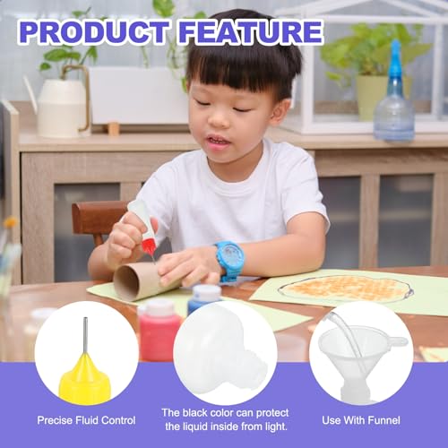 MECCANIXITY 5Pcs Needle Tip Squeeze Bottle, 15ml/0.51oz Glue Tip Applicator Bottles Plastic Liquid Glue Bottle for Paper Crafts, Painting, Oil, Ink(Yellow, with 5 Funnel) - color: Yellow, size: 15ml/0.51oz