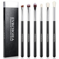 Eye Makeup Brush Set, 6 Pcs Professional Blending Eyeshadow Makeup Brushes for Concealer Eyebrows Eyeliner, Soft Hairs & Wood Handle (black and silver)… - color: black and silver
