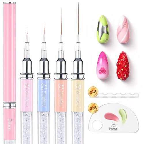 Beetles Gel Polish Nail Art Liner Brushes 5Pcs Painting Art Design Pen Set - color: B-yellow-5