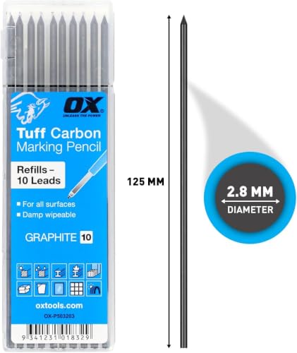 OX Tuff Carbon Marking Pencil Refills - 2.88mm 10 Pack - style: 10 Pack Lead Refills
