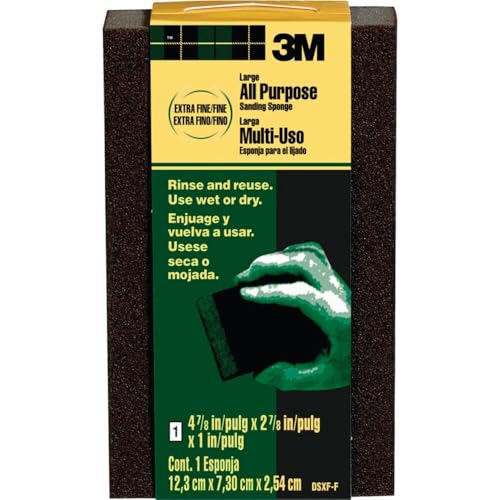 3M Large Area Sanding Sponge, Extra Fine/Fine, 4.875-in by 2.875-in by 1-in