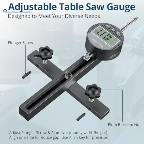 Table Saw Alignment Gauge,Digital Dial Indicator,3/4in Miter Slot - color: Black, size: 0~1 inch straight through