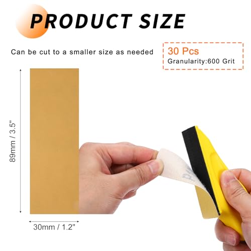 30 Pcs 600 Grit Sandpaper 1.2x3.5 Inch Sand Paper Alumina Abrasive - size: 1.2 x 3.5 Inch(600 Grit)