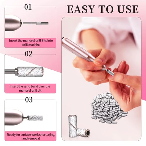 150 Grit Mini Sanding Bands for Nail Drill Bit - 100 Pcs, 3.1 MM Small Sanding Bands for Manicures and Pedicure - size: 150 Grit-Pink
