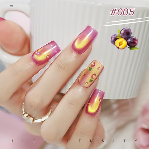 MIZHSE Cat Eye Gel Nail Polish, Fruit Colors Magnetic Gel Polish Set Gift - color: Fruit Cat Eye Gel