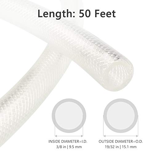 EASTRANS 3/8" ID x 50ft High Pressure Braided Tubing Clear Vinyl Hose - size: 50 Feet, style: 3/8" I.D.