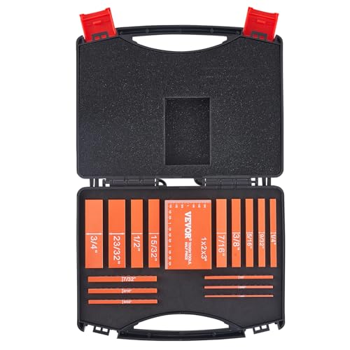 VEVOR Router Table Setup Bars, 14 pcs, Precision Aluminum Setup Blocks Height Gauge Set, with Laser Engraved Size Markings Storage Case, Measuring Depth Height Angle, for Router Table Saw Accessories
