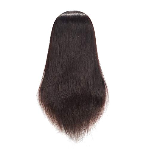 20-22" Female 100% Human Hair Mannequin Head for Hairdresser - color: Brown Black