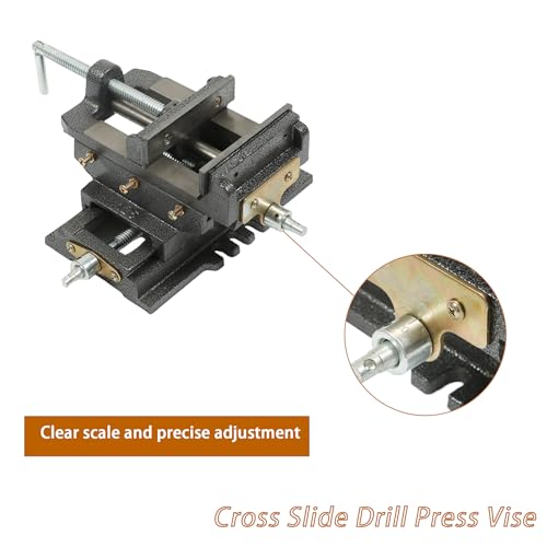 kimllier 5 Inch Cross Slide 2 Way Drill Press Vise, Cast Iron Compound Vise - color: Black, size: 5 Inch