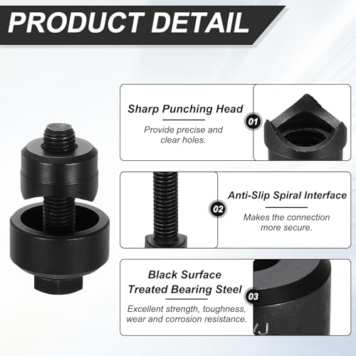 HARFINGTON Sheet Metal Hole Punch 3/8" Bearing Steel Circle Hole Puncher - size: 3/8 in