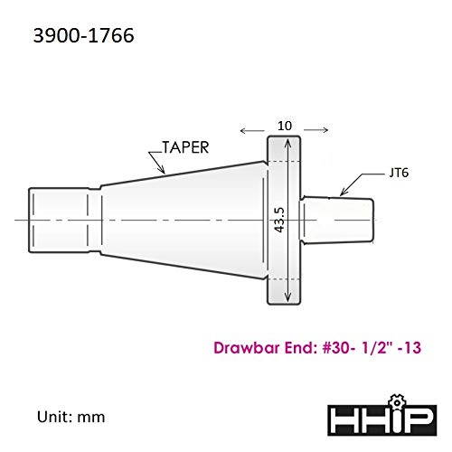 HHIP 3900-1766 NMTB 30 Taper to Jacob JT6 Arbor - size: JT6 Jacob Taper, style: Taper 30