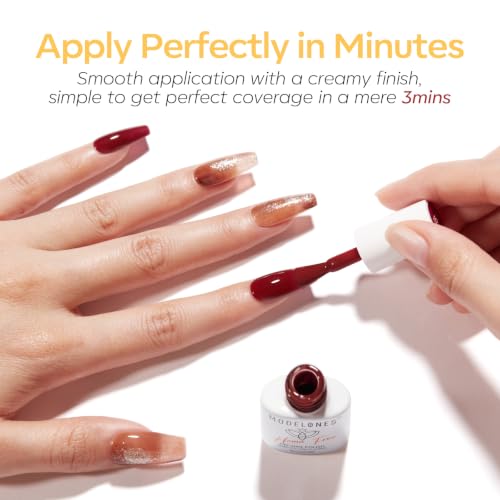 modelones Fall Cat Eye Gel Nail Polish, Brown Orange Red Yellow, Hema-Free - color: A A A1 Autumn Cat Eye Set