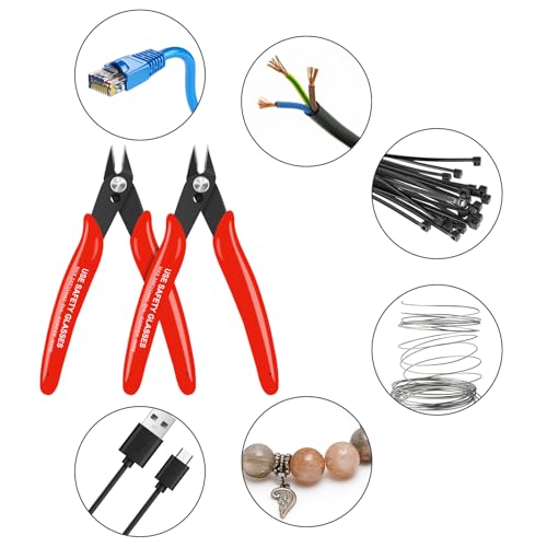 HongWay 10pcs Red 5" Micro Flush Cutters for Electronics Crafts - color: Red