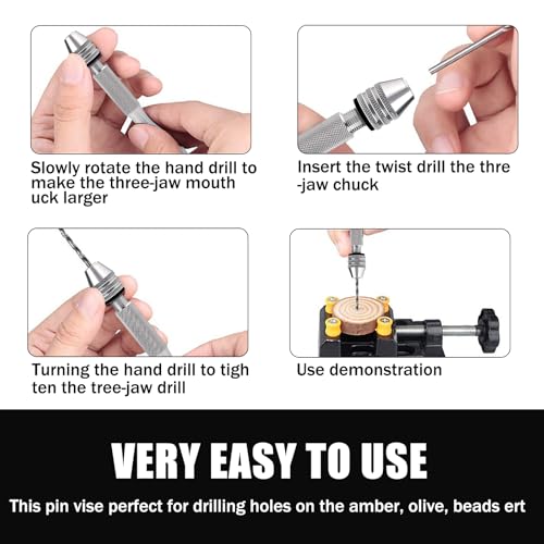 112 Pcs Precision Pin Vise Hand Drill, 3 Jaw Manual Drill SDZKQ-01