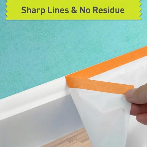 Pre-Taped Masking Film Sets - Multi Pack, Orange Tape and Drape Painters Plastic Sheeting for Painting, High Visibility Paint Plastic Covering Overspray Protection - 65 Feet (3, 94 Inch) - size: 94 Inch