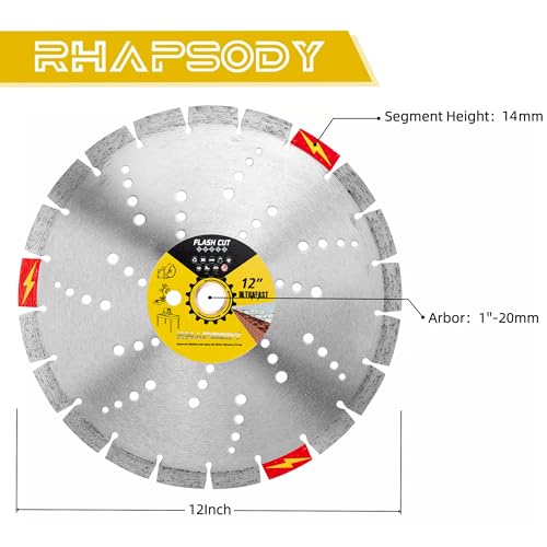 RHAPSODY 12Inch Ultrafast Diamond Saw Blade 2Pcs,Segmented General Purpose - size: 12''