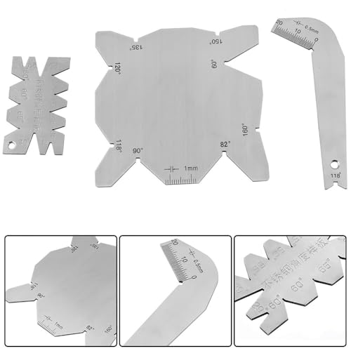 3Pcs Angle Gauges Set Stainless Steel - 118° Drill Sharpener Tool, 60-160° Angle Measuring Gage Hand Measure Tools with Case