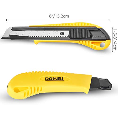 DOWELL Snap Off Utility Knife, 3-Pack Retractable Box Cutter, Yellow - color: Yellow