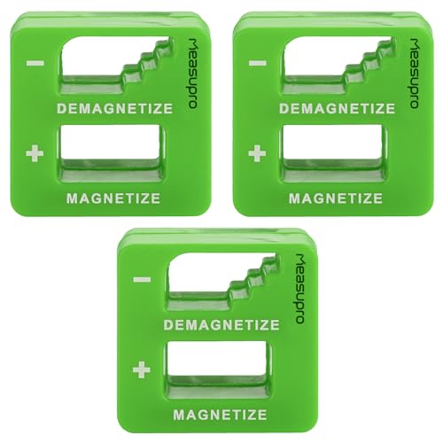 Demagnetizer and Magnetizer for Screwdrivers Tips, Bits, and Small Tools, Large or Big Screws, Drills, Drill Bits, Sockets, Nuts, Bolts, Nails and Precision Construction, Green - 3 Pack - color: Green
