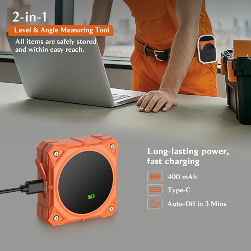 Rechargeable Digital Angle Finder & Gauge with 4-Side Magnetic Base - size: No laser