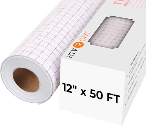 HTVRONT Transfer Tape for Vinyl, 12" x 50 FT Red Transfer Paper - size: 12" X 50 FT