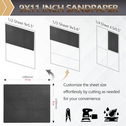 12-Sheet Premium 600 Grit Wet Dry Sandpaper, 9 x 11 Inch - style: 600Grit