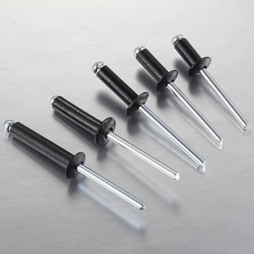 Wensilon (350Pcs) 1/8"x3/8" Black Aluminum blind pro Rivets,Aluminum Grip and Steel Mandrel - color: Black, size: 1/8"x3/8"