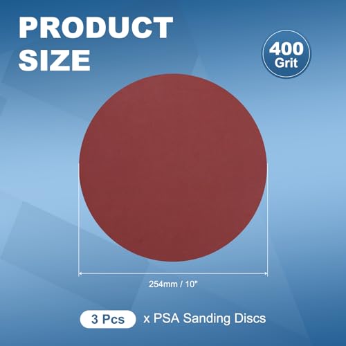 3 Pack 10 Inch PSA Sanding Discs 400 Grit Aluminum Oxide Red - size: 400 grit