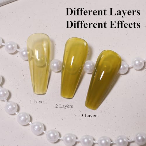 Olive Green Jelly Gel Nail Polish, Army Green Sheer Translucent UV Gel Polish for Nail Art Soak off UV Led 10ML - color: Jelly-Olive Green