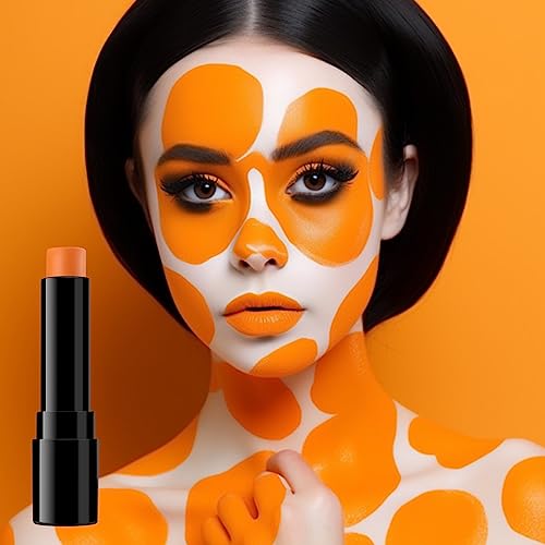 BADCOLOR Orange Face Body Paint Stick, Cream Blendable Eye Black Full Body Paint Makeup for Halloween SFX Makeup Cosplay Joker Zombie Vampire Costume Parties - color: 1PCS Orange