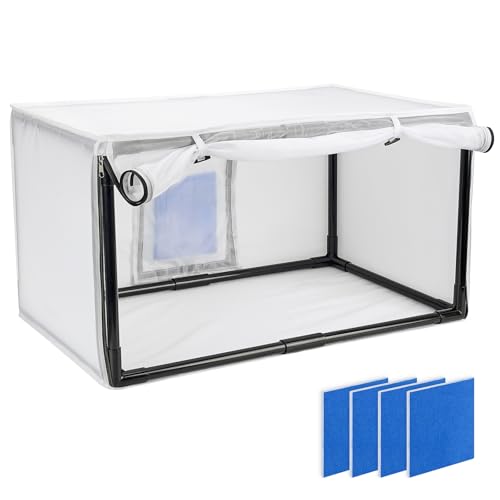 Airbrush Paint Spray Booth,with Filter & Curtain 15 x 30 inch Portable Spray Paint Booth Tool, Tool for DIY Projects, White (15x30inch)