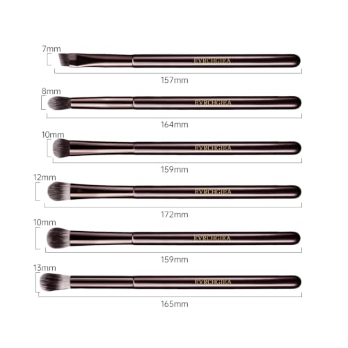 Eye Makeup Brush Set, 6 Pcs Professional Blending Eyeshadow Makeup Brushes for Concealer Eyebrows Eyeliner, Soft Hairs & Wood Handle…… (coffee 6pcs) - color: coffee 6pcs