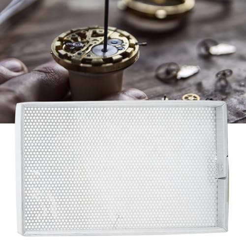 3.2 x 2in Mini Watch Parts Drying Tray, Aluminum Frame Steel Mesh Dryer Plate for Tiny Watch Components Storage, Cleaning and Air Drying