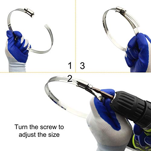 4 Inch Adjustable 304 Stainless Steel Duct Clamps Hose Clamp (8Pcs) - size: 4" -8Pcs
