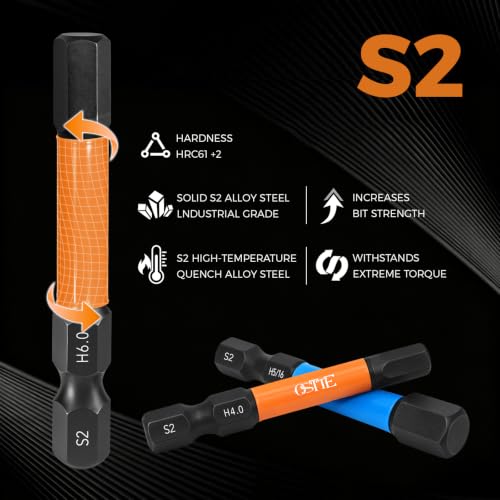 25Pcs Allen Wrench Drill Bit Set, 2" L Metric&SAE, S2 Alloy Steel - size: 2" 25pcs(Metric&SAE)
