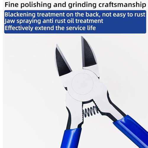Wire Cutters, 5 Inch Precision Diagonal Cutters, Spring Loaded Side Cutting Pliers for Crafts, Jewelry Making - color: Blue, size: 5 inch
