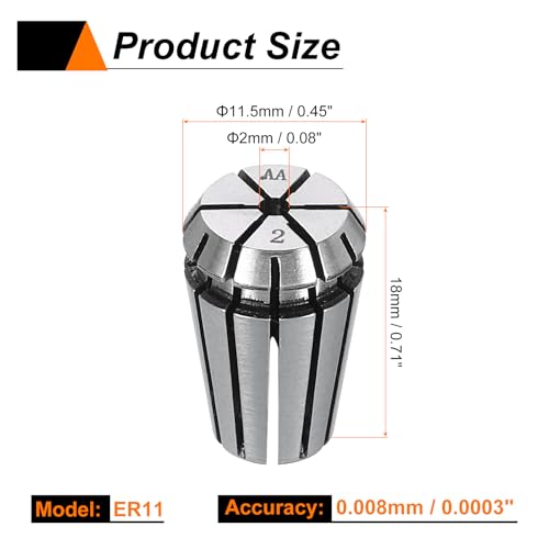 HARFINGTON Spring Collet Chuck ER11 2mm 65Mn Spring Steel Precision Router Collets for CNC Engraving Milling Lathe Tool - size: ER11 x 2mm